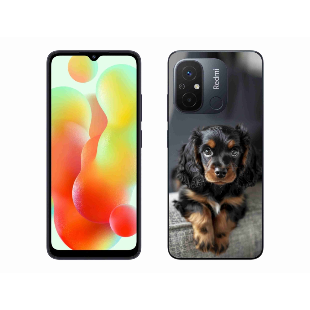 Gelový kryt mmCase na Xiaomi Redmi 12C - roztomilý dlouhosrstý jezevčík