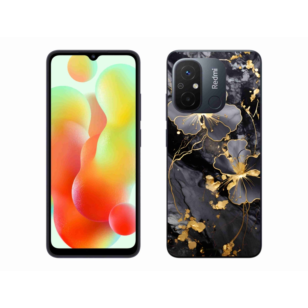 Gelový kryt mmCase na Xiaomi Redmi 12C - zlaté květy
