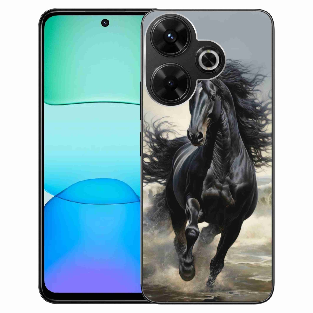 Gelový kryt mmCase na Xiaomi Redmi 13 4G/ Poco M6 4G - běžící černý kůň