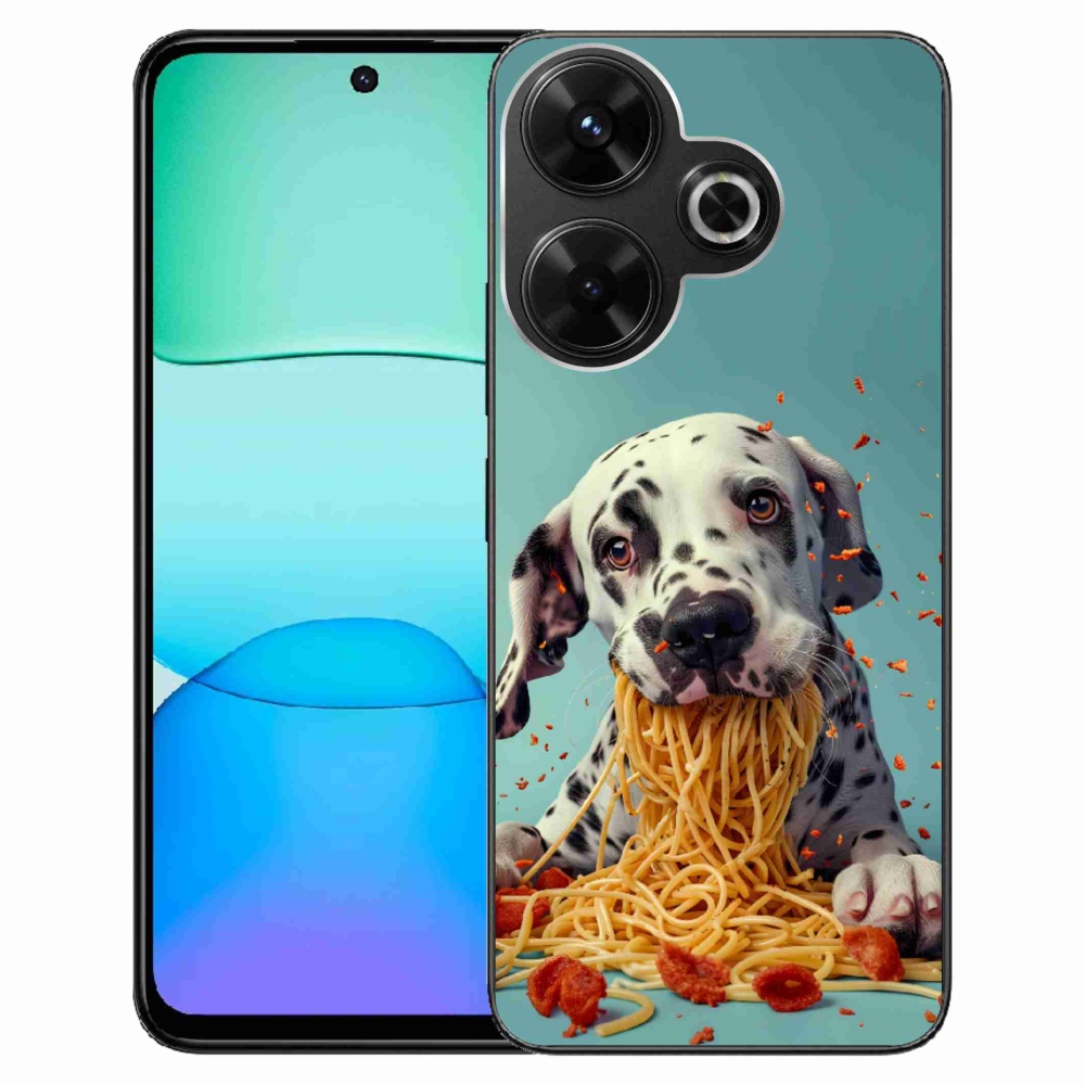 Gelový kryt mmCase na Xiaomi Redmi 13 4G/ Poco M6 4G - dalmatin a špagety