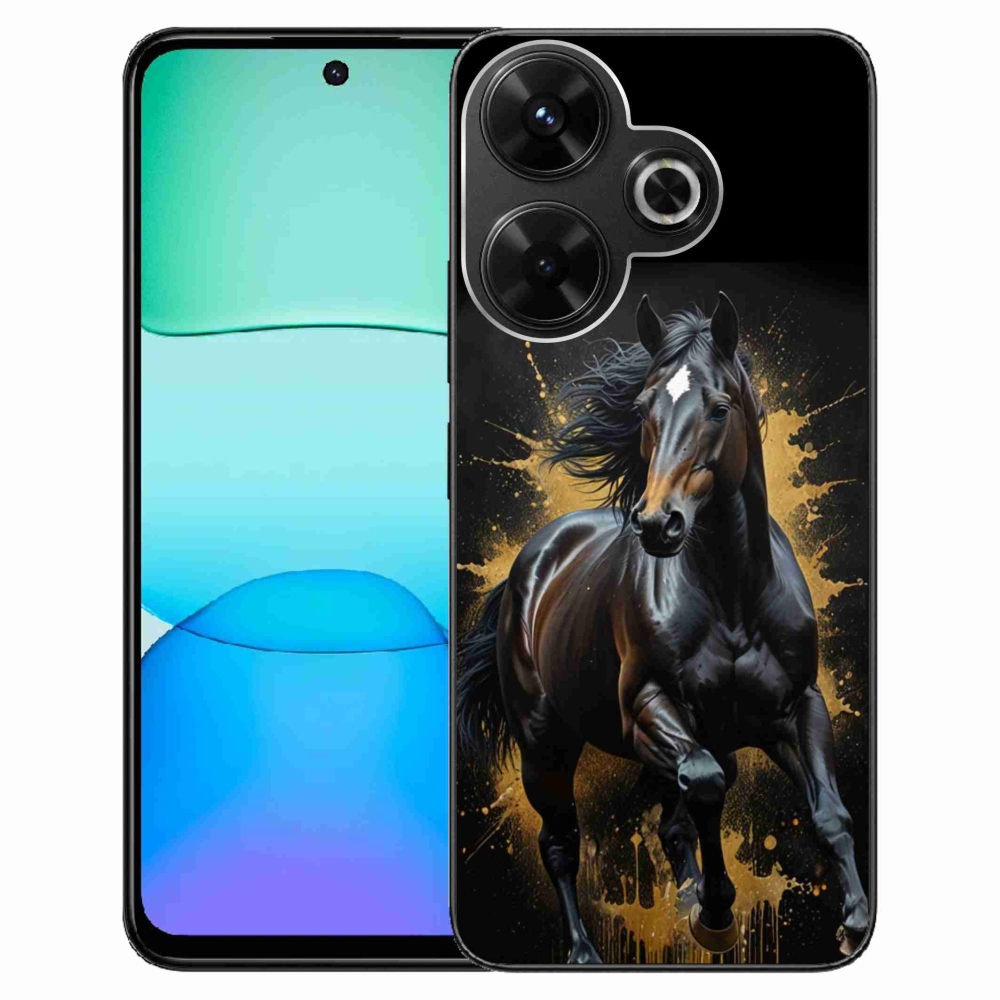 Gelový kryt mmCase na Xiaomi Redmi 13 4G/ Poco M6 4G - elegantní černý hřebec