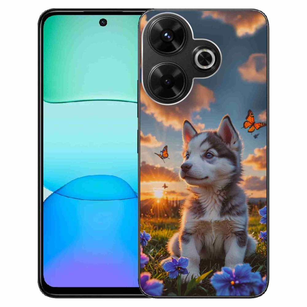 Gelový kryt mmCase na Xiaomi Redmi 13 4G/ Poco M6 4G - husky při západu slunce