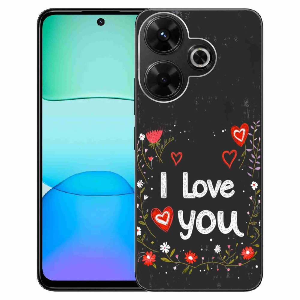 Gelový kryt mmCase na Xiaomi Redmi 13 4G/Poco M6 4G - I love you černé pozadí