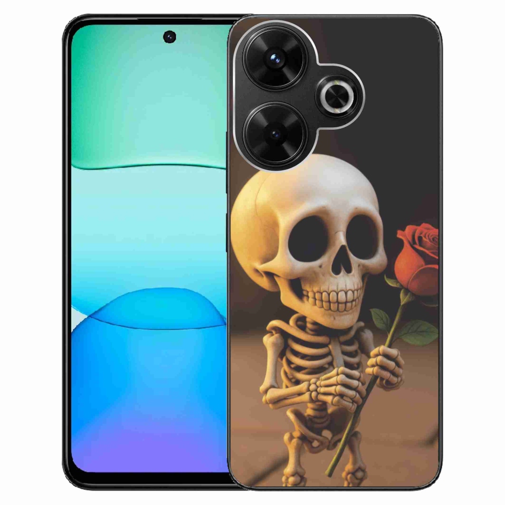 Gelový kryt mmCase na Xiaomi Redmi 13 4G/Poco M6 4G - kostlivec s růží