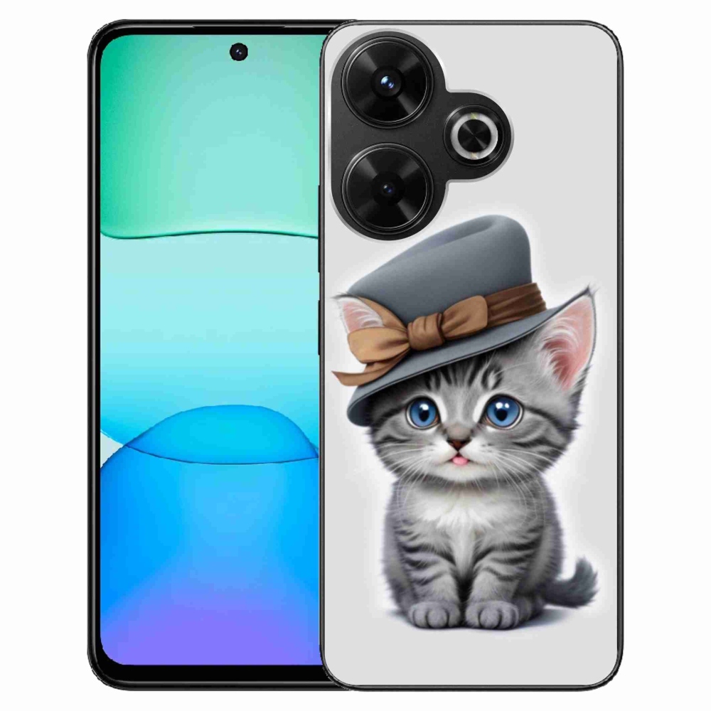 Gelový kryt mmCase na Xiaomi Redmi 13 4G/Poco M6 4G - kotě s kloboukem