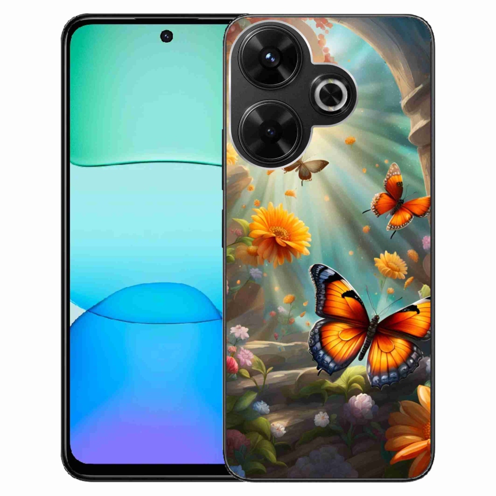 Gelový kryt mmCase na Xiaomi Redmi 13 4G/Poco M6 4G - motýlí zahrada 2