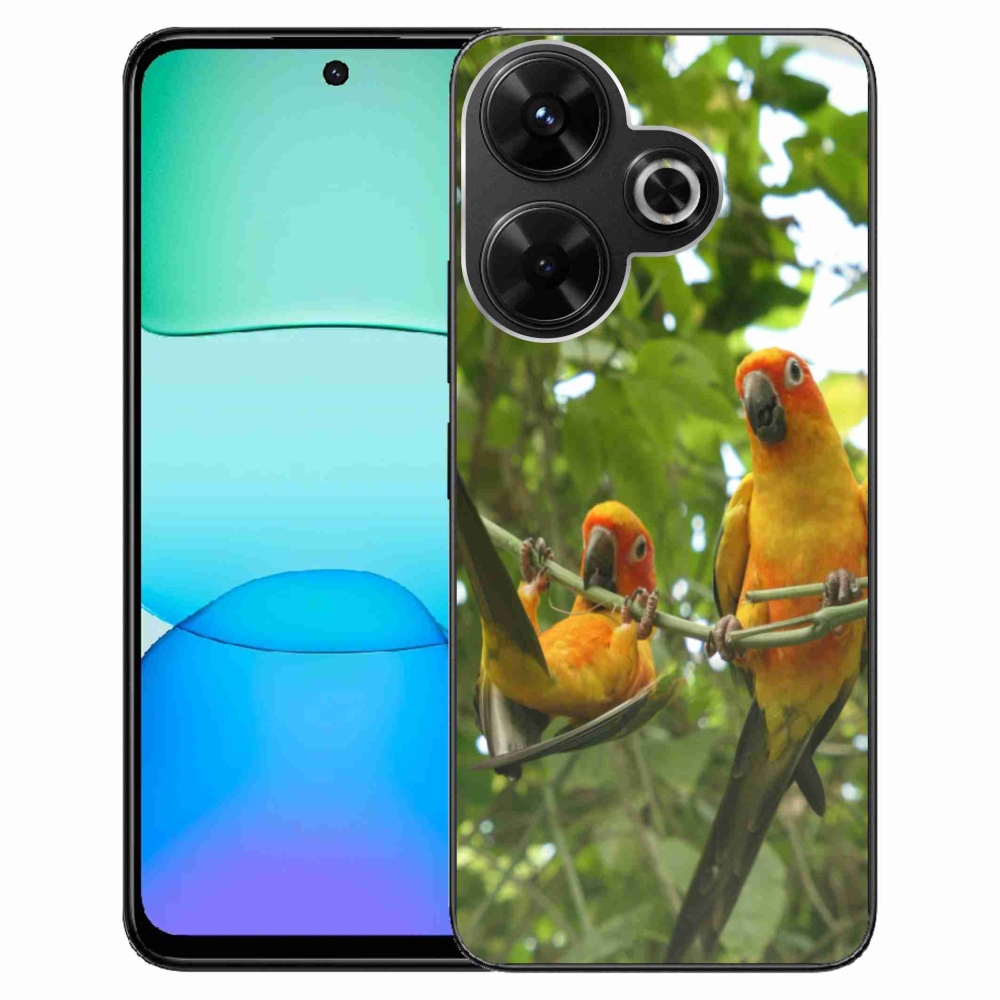Gelový kryt mmCase na Xiaomi Redmi 13 4G/Poco M6 4G - papoušci aratingy