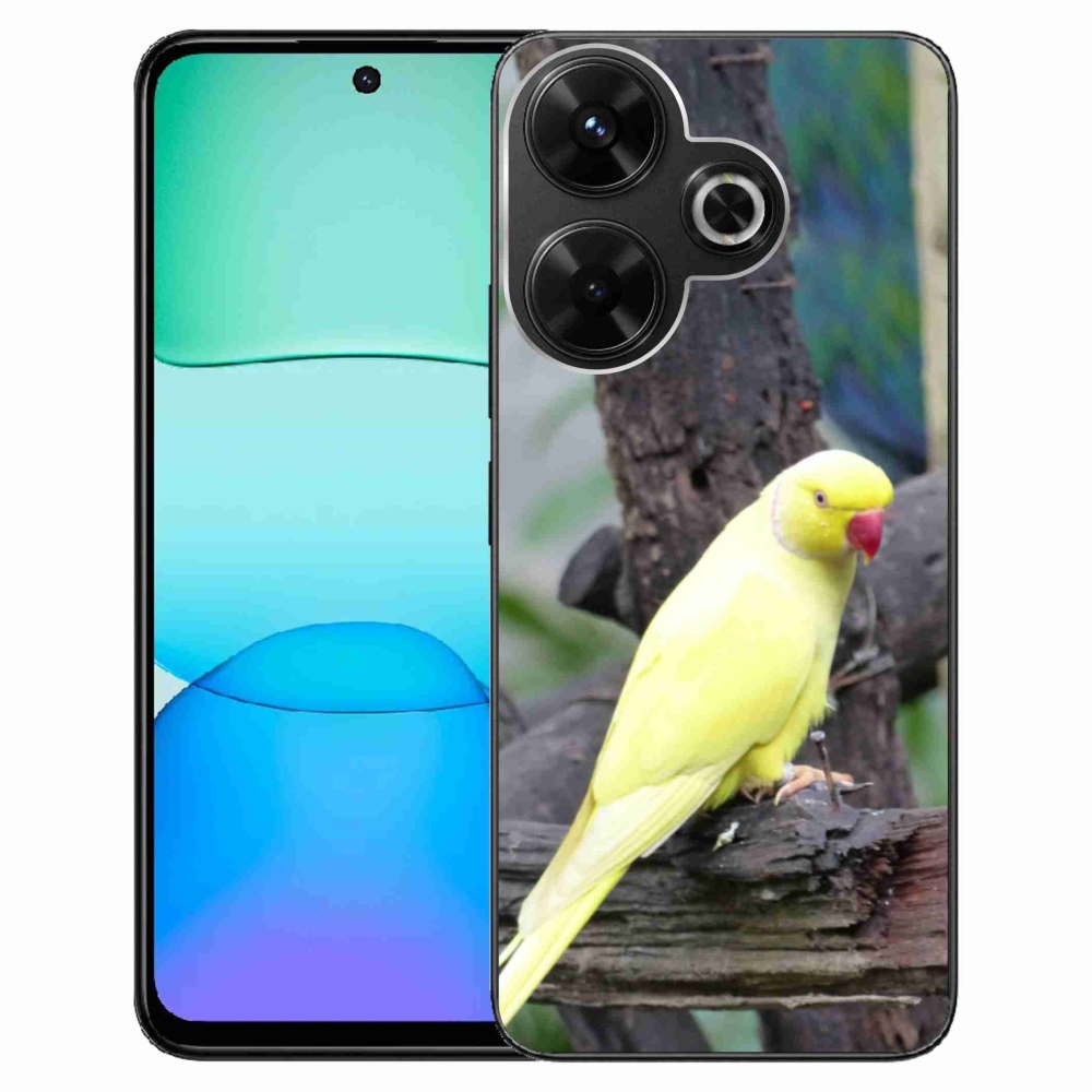 Gelový kryt mmCase na Xiaomi Redmi 13 4G/Poco M6 4G - papoušek alexandr žlutý