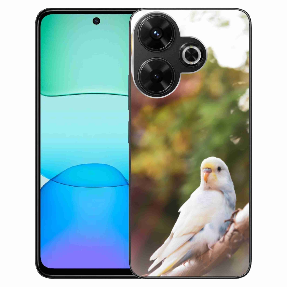 Gelový kryt mmCase na Xiaomi Redmi 13 4G/Poco M6 4G - papoušek andulka bílá