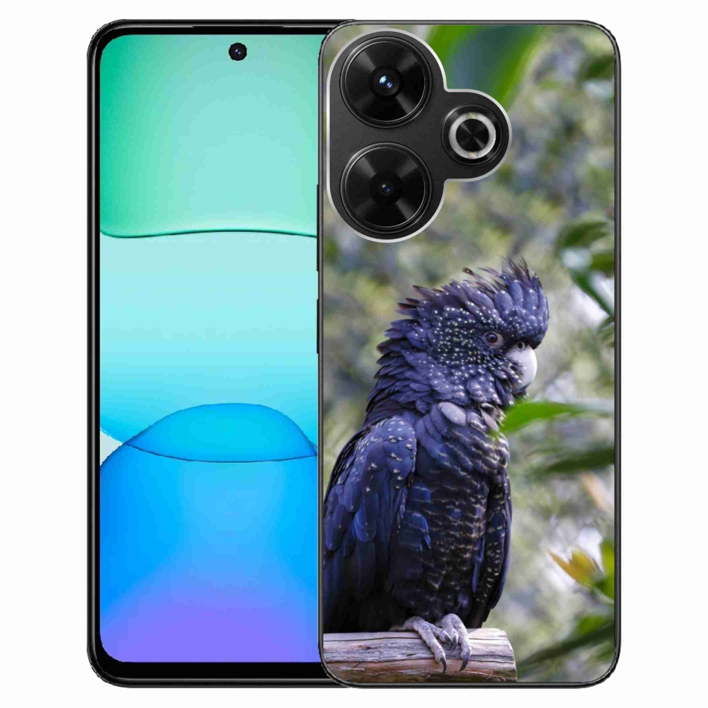 Gelový kryt mmCase na Xiaomi Redmi 13 4G/ Poco M6 4G - papoušek kakadu černý
