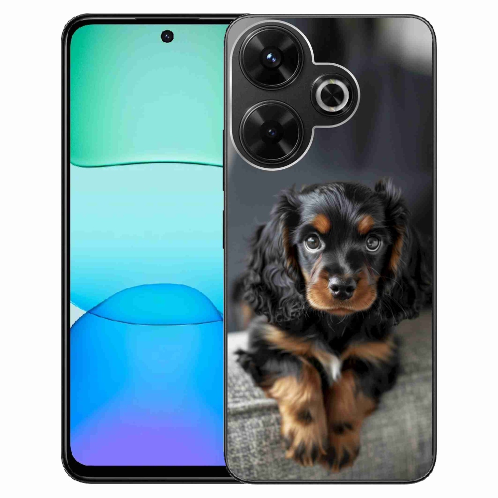 Gelový kryt mmCase na Xiaomi Redmi 13 4G/ Poco M6 4G - roztomilý dlouhosrstý jezevčík