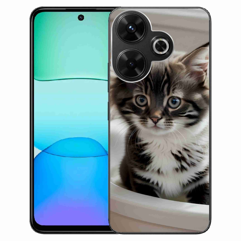 Gelový kryt mmCase na Xiaomi Redmi 13 4G/Poco M6 4G - zvědavé kotě