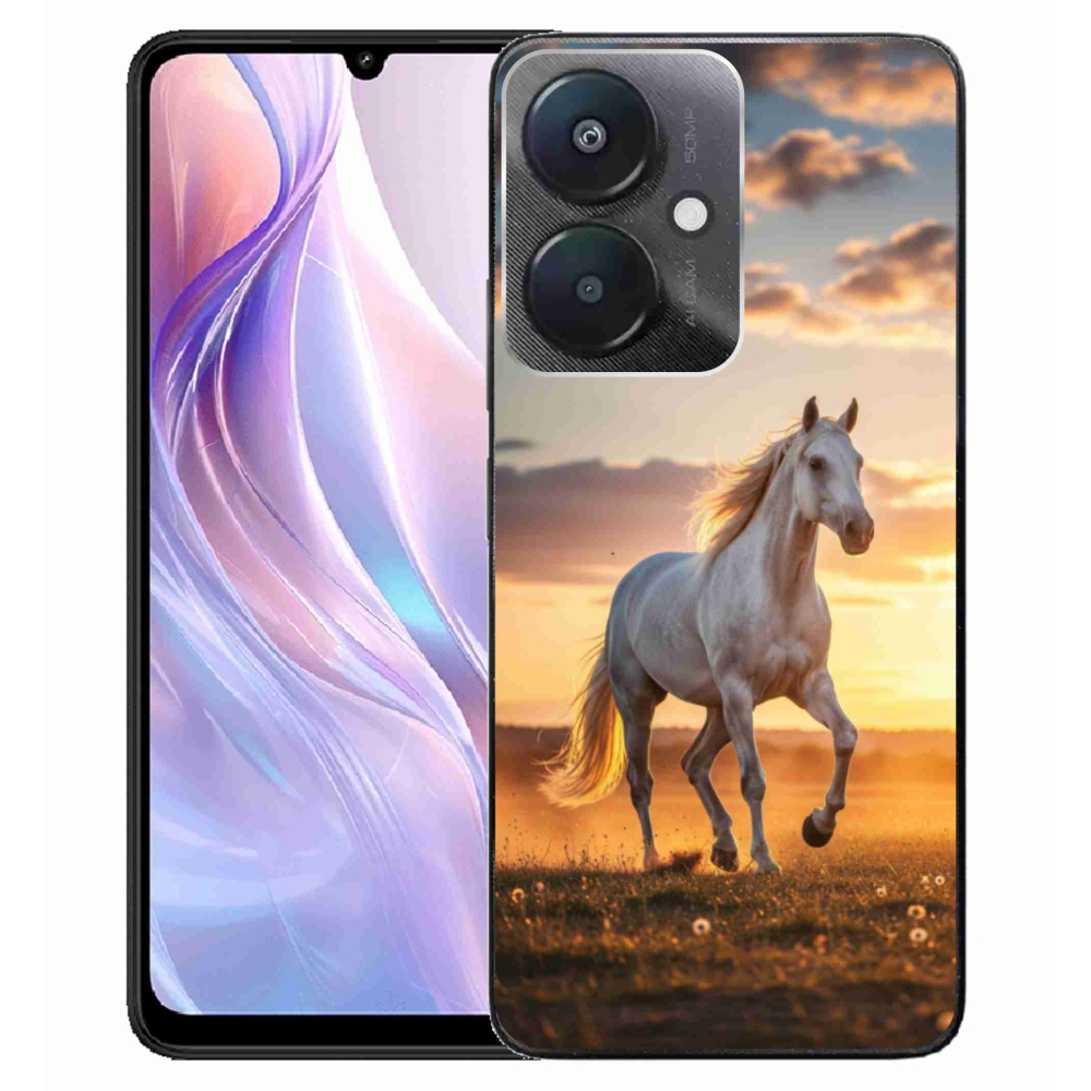 Gelový kryt mmCase na Xiaomi Redmi 13C 5G - běžící bílý kůň 2