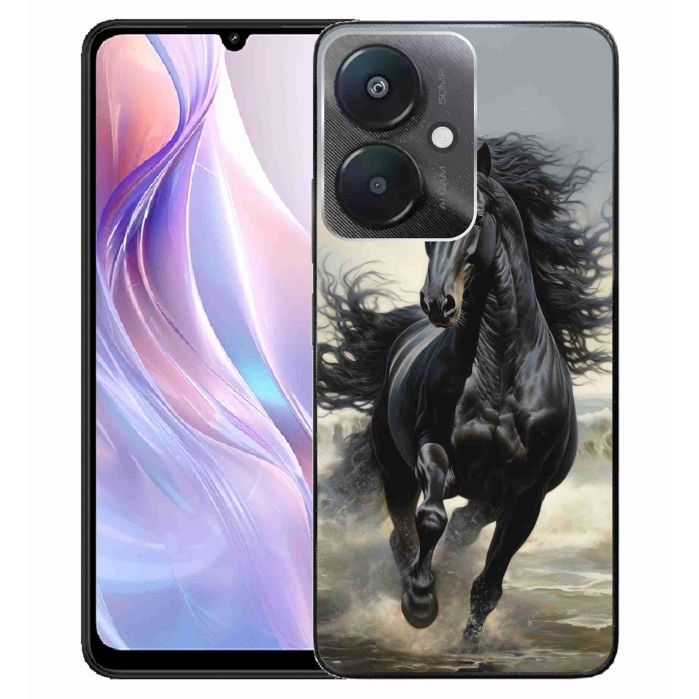Gelový kryt mmCase na Xiaomi Redmi 13C 5G - běžící černý kůň