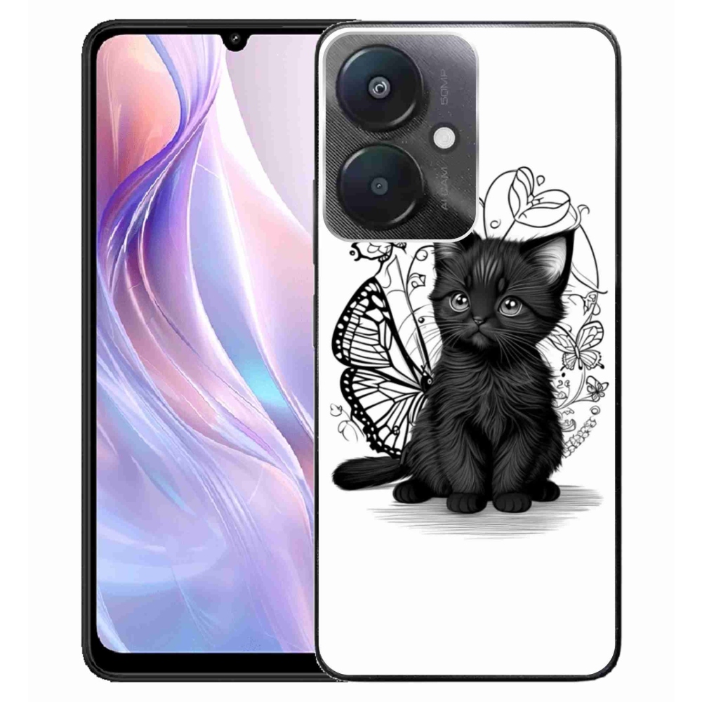 Gelový kryt mmCase na Xiaomi Redmi 13C 5G - černé kotě