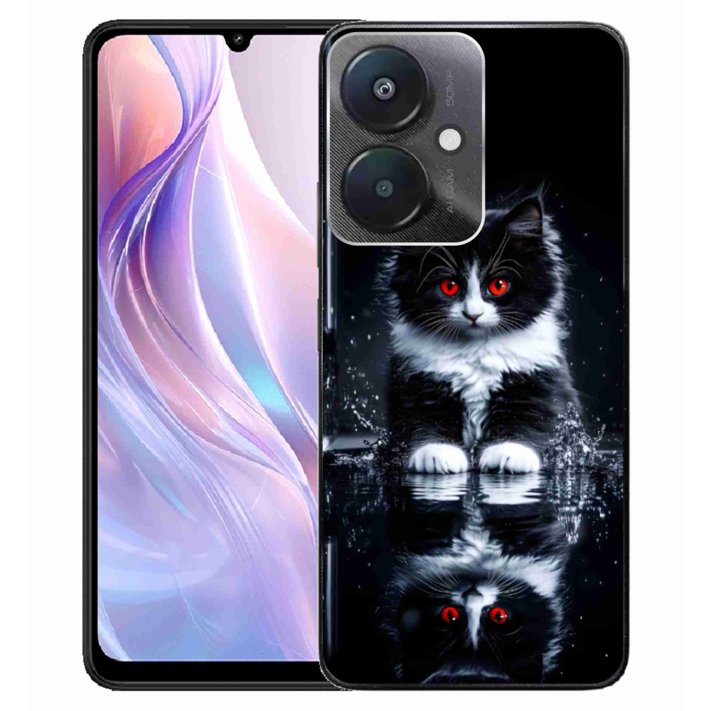 Gelový kryt mmCase na Xiaomi Redmi 13C 5G - černobílé kotě