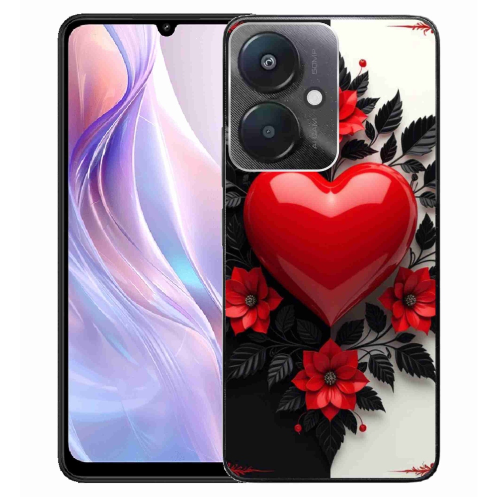 Gelový kryt mmCase na Xiaomi Redmi 13C 5G - červené srdce