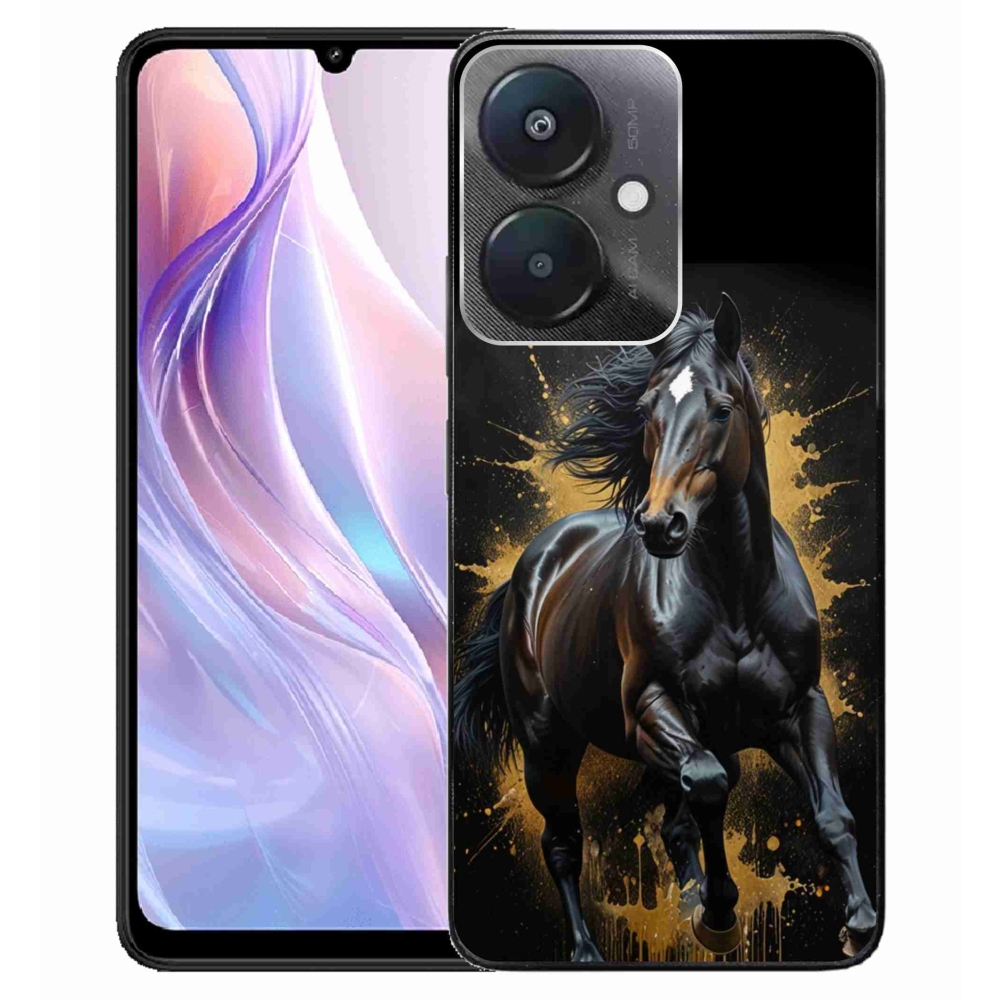 Gelový kryt mmCase na Xiaomi Redmi 13C 5G - elegantní černý hřebec