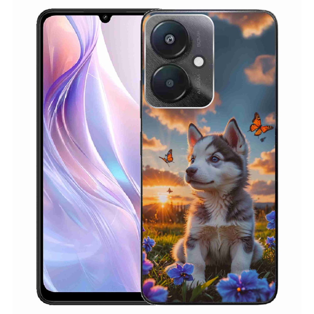 Gelový kryt mmCase na Xiaomi Redmi 13C 5G - husky při západu slunce