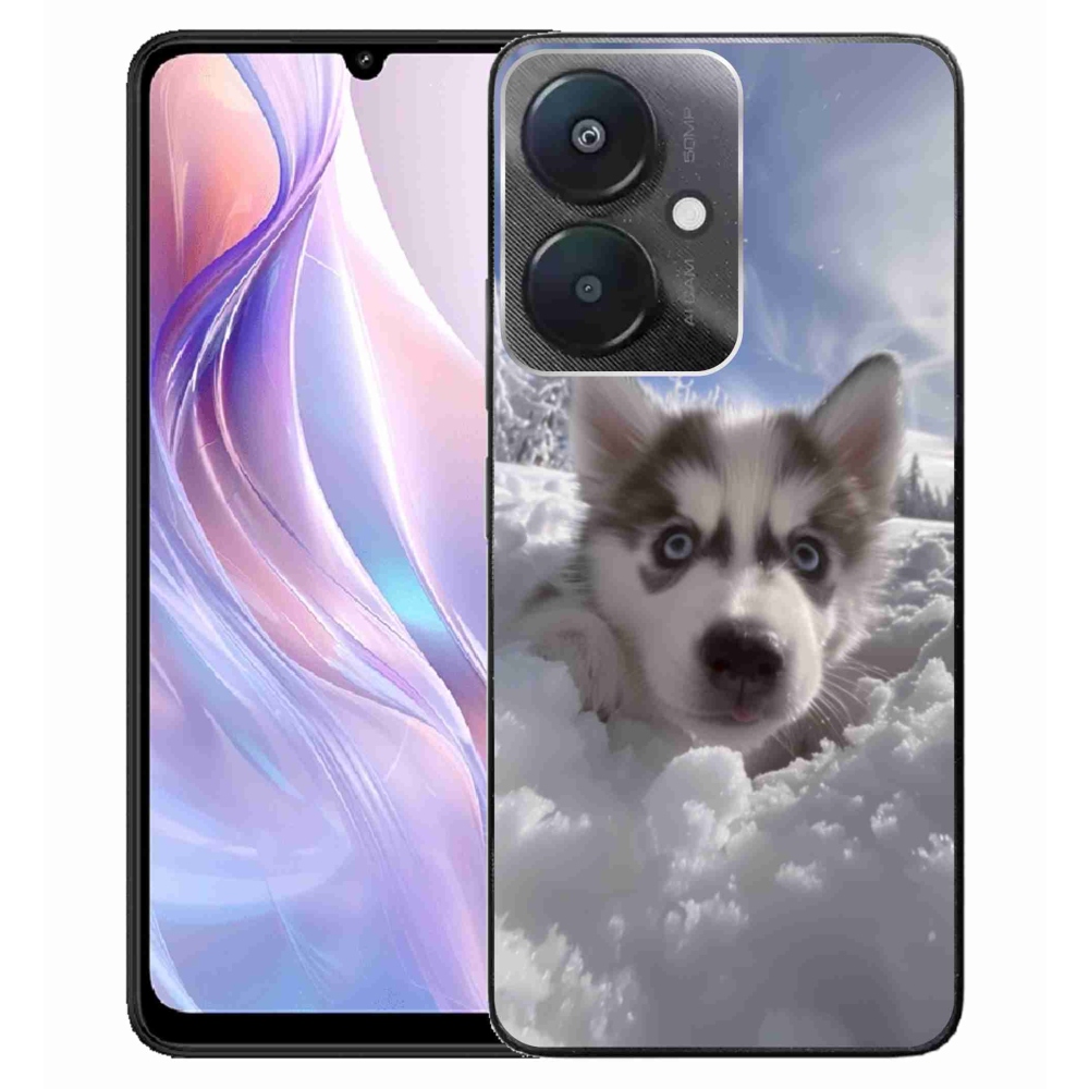 Gelový kryt mmCase na Xiaomi Redmi 13C 5G - husky ve sněhu