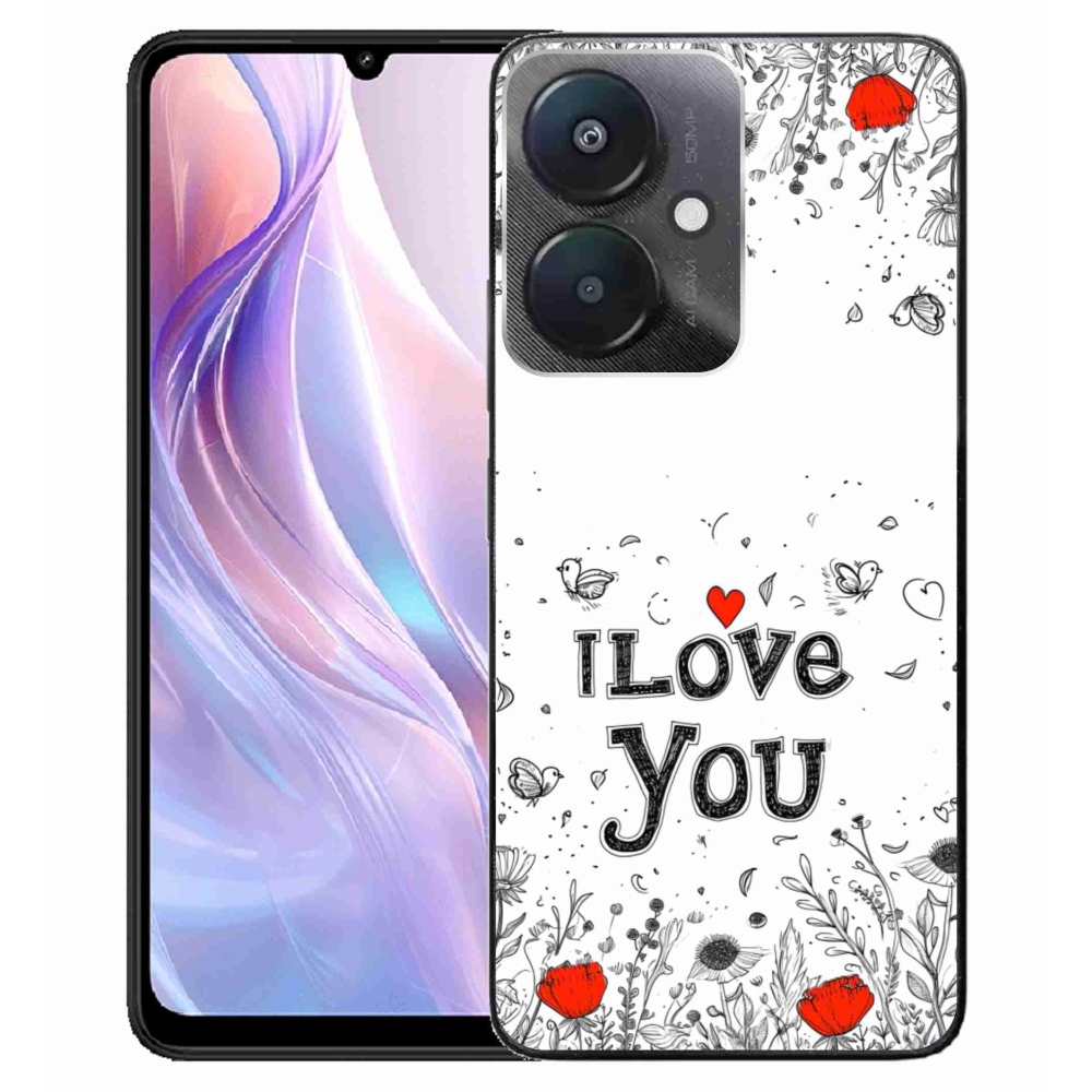 Gelový kryt mmCase na Xiaomi Redmi 13C 5G - I love you bílé pozadí