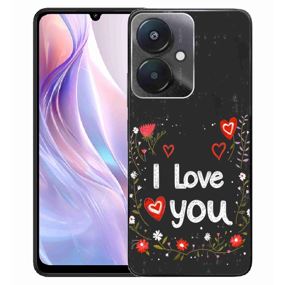 Gelový kryt mmCase na Xiaomi Redmi 13C 5G - I love you černé pozadí