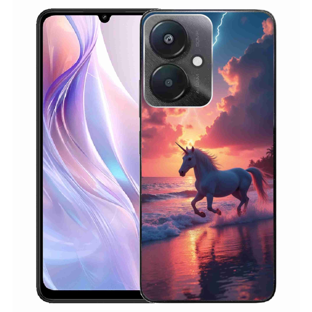 Gelový kryt mmCase na Xiaomi Redmi 13C 5G - jednorožec na pláži