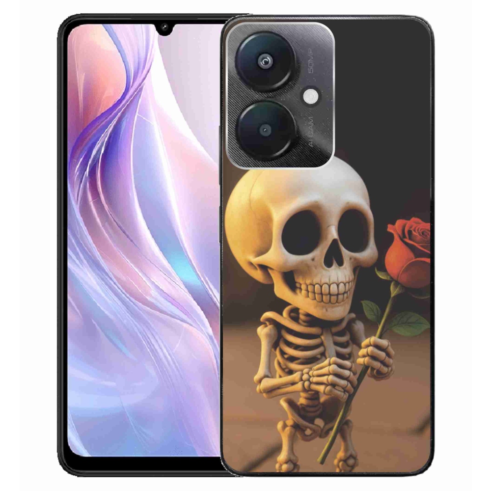 Gelový kryt mmCase na Xiaomi Redmi 13C 5G - kostlivec s růží