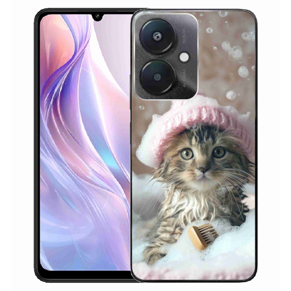 Gelový kryt mmCase na Xiaomi Redmi 13C 5G - kotě a koupel