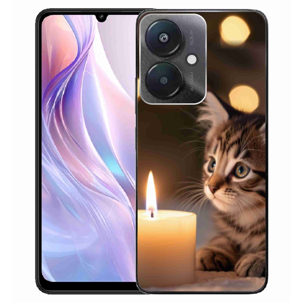 Gelový kryt mmCase na Xiaomi Redmi 13C 5G - kotě a svíčka