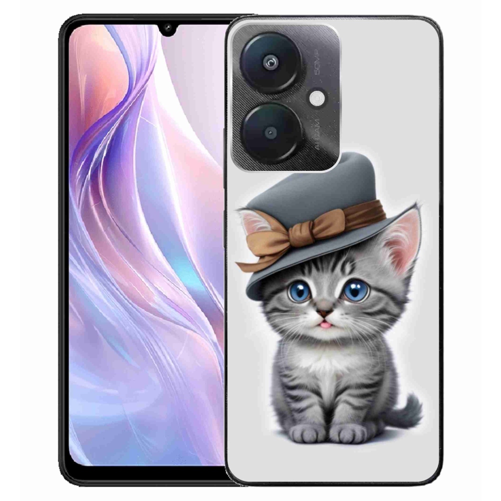 Gelový kryt mmCase na Xiaomi Redmi 13C 5G - kotě s kloboukem