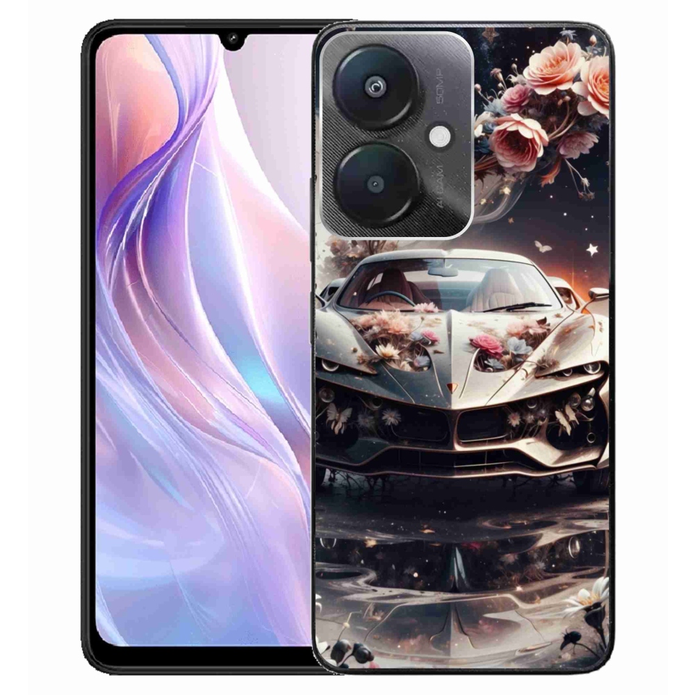 Gelový kryt mmCase na Xiaomi Redmi 13C 5G - květinový sProtovní vůz