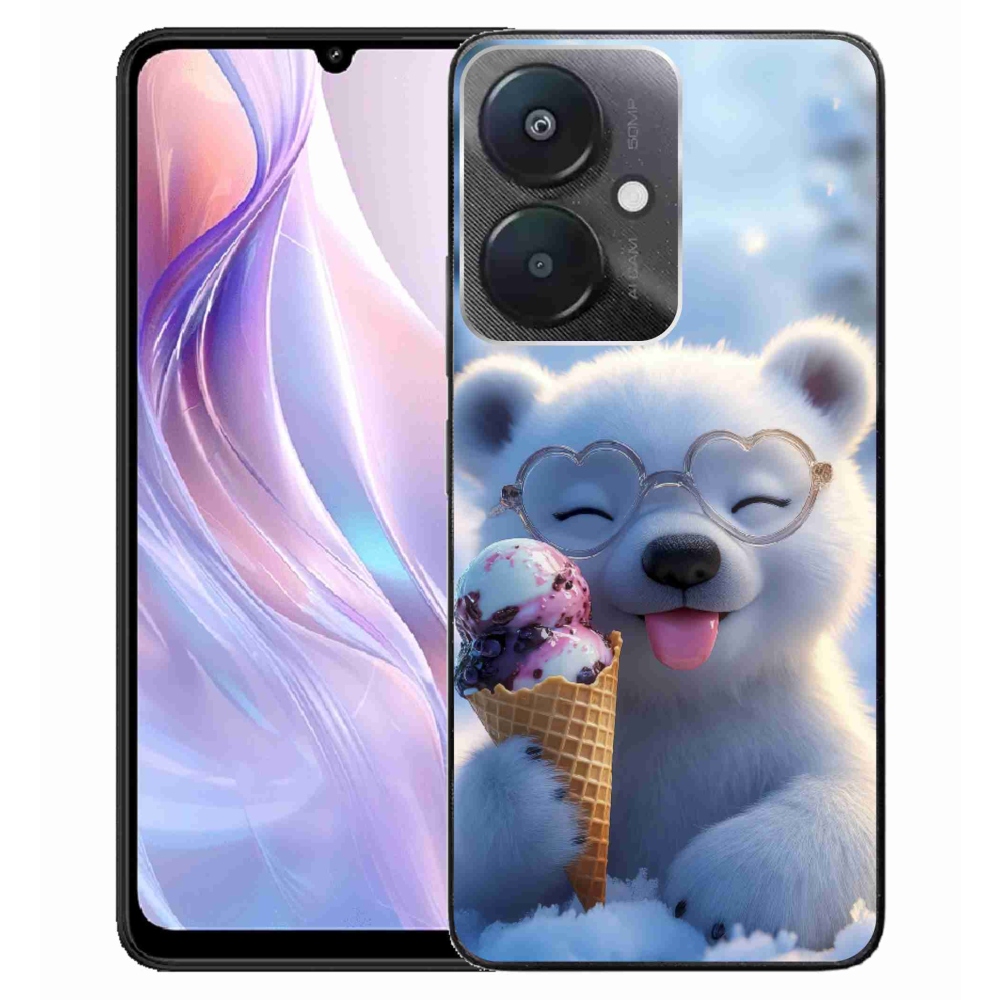 Gelový kryt mmCase na Xiaomi Redmi 13C 5G - medvídek se zmrzlinou