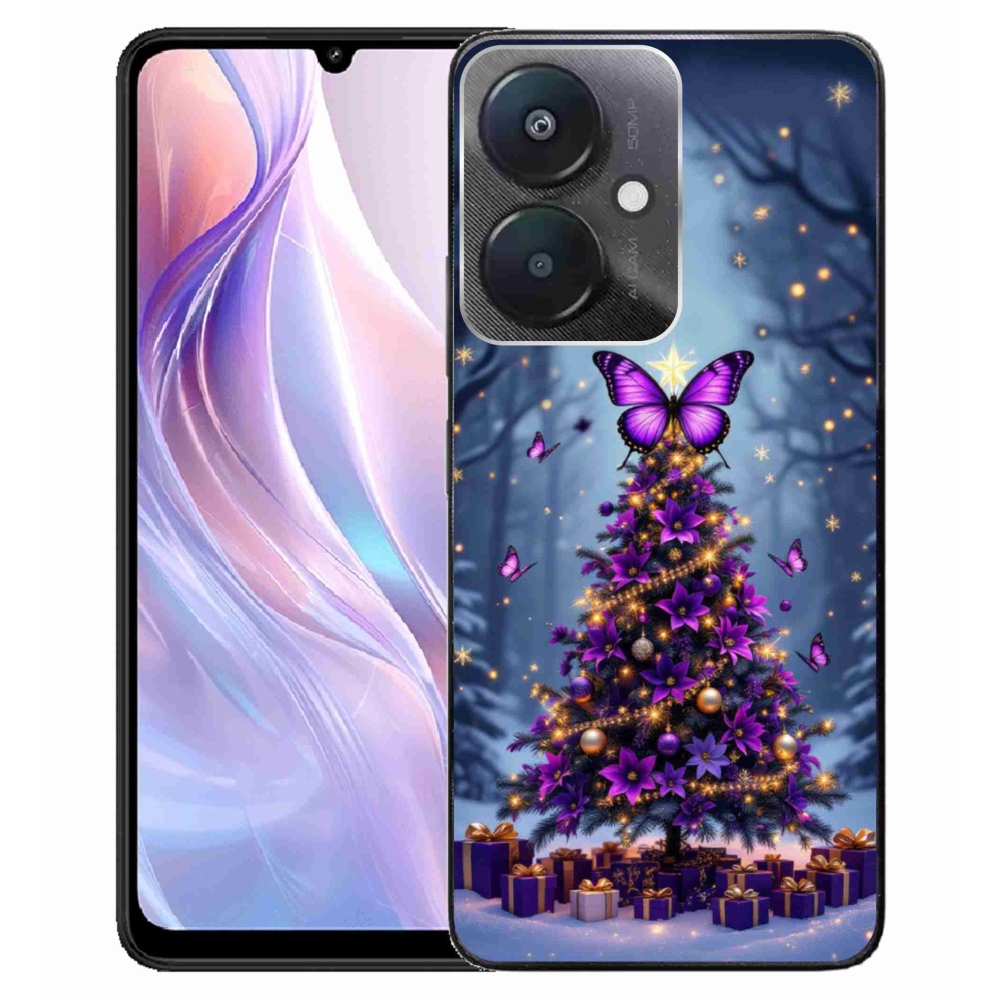 Gelový kryt mmCase na Xiaomi Redmi 13C 5G - motýlí vánoční stromek