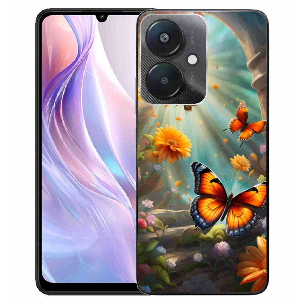 Gelový kryt mmCase na Xiaomi Redmi 13C 5G - motýlí zahrada 2