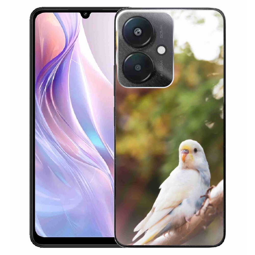 Gelový kryt mmCase na Xiaomi Redmi 13C 5G - papoušek andulka bílá