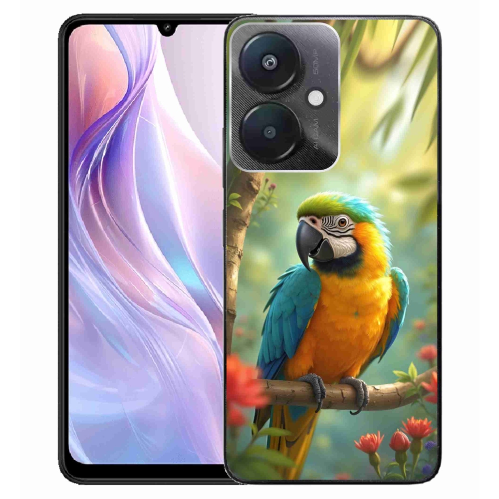 Gelový kryt mmCase na Xiaomi Redmi 13C 5G - papoušek ara modrožlutá
