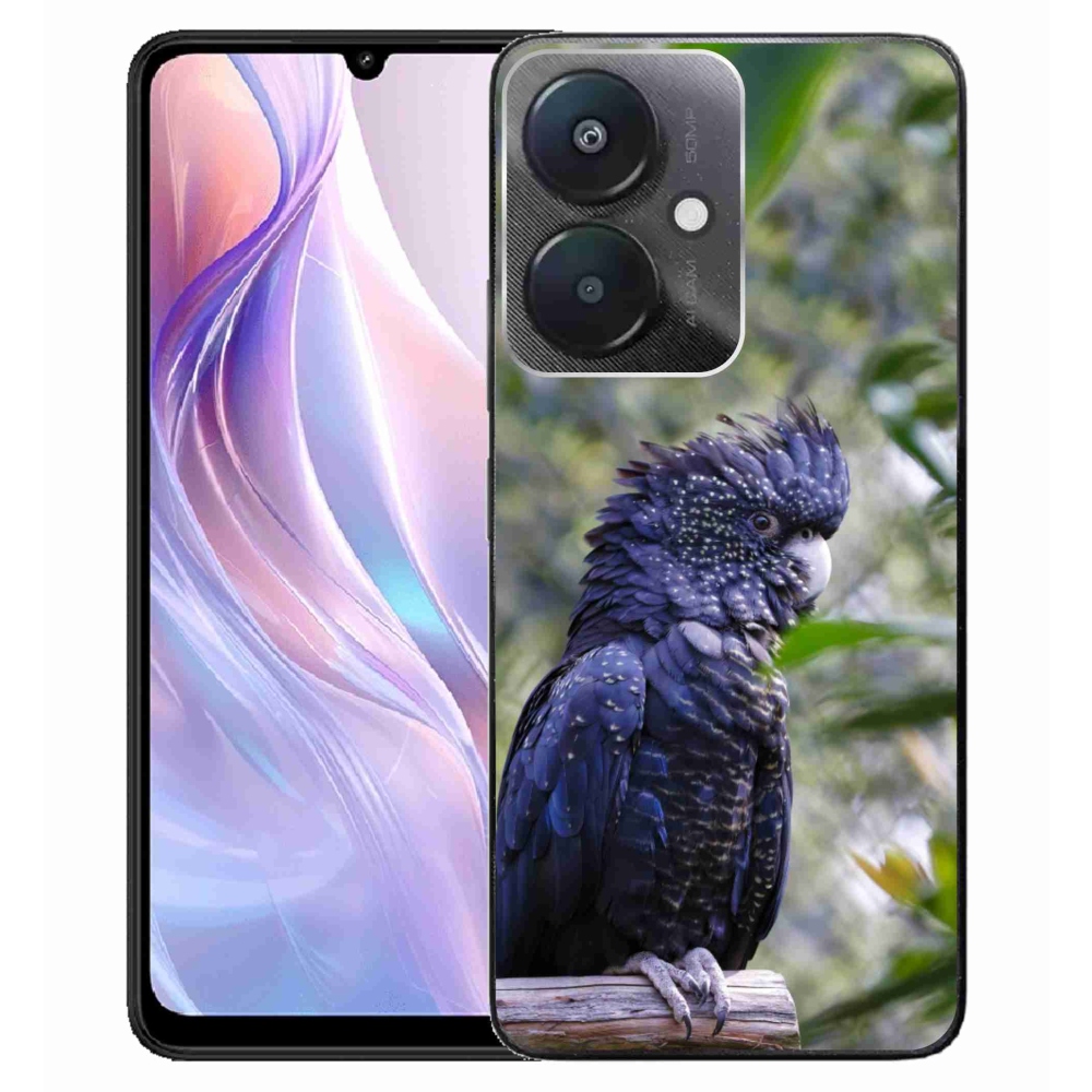 Gelový kryt mmCase na Xiaomi Redmi 13C 5G - papoušek kakadu černý