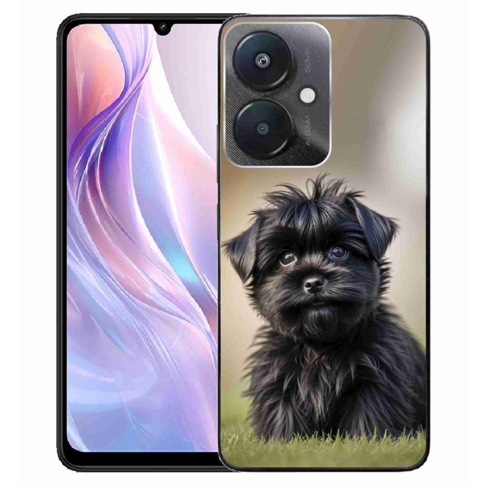 Gelový kryt mmCase na Xiaomi Redmi 13C 5G - roztomilý černý pejsek