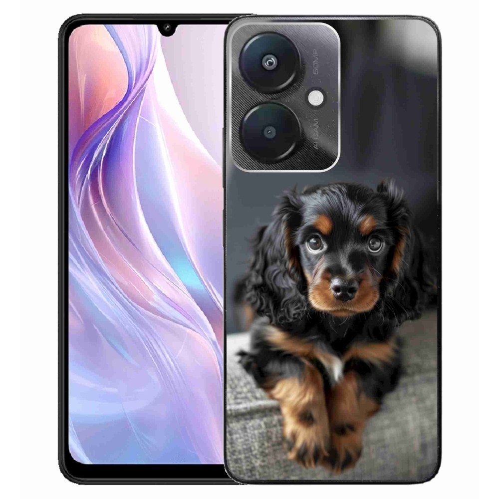 Gelový kryt mmCase na Xiaomi Redmi 13C 5G - roztomilý dlouhosrstý jezevčík
