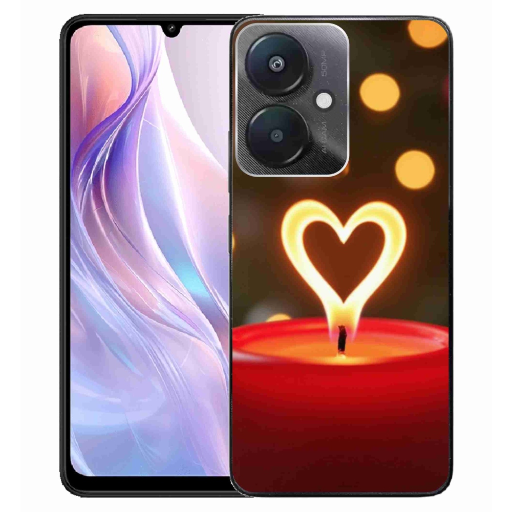 Gelový kryt mmCase na Xiaomi Redmi 13C 5G - srdce z plamene