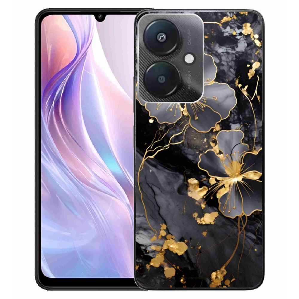 Gelový kryt mmCase na Xiaomi Redmi 13C 5G - zlaté květy