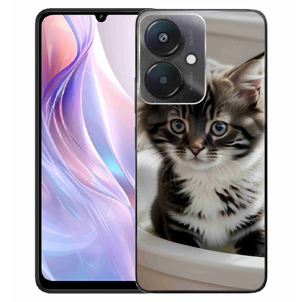 Gelový kryt mmCase na Xiaomi Redmi 13C 5G - zvědavé kotě