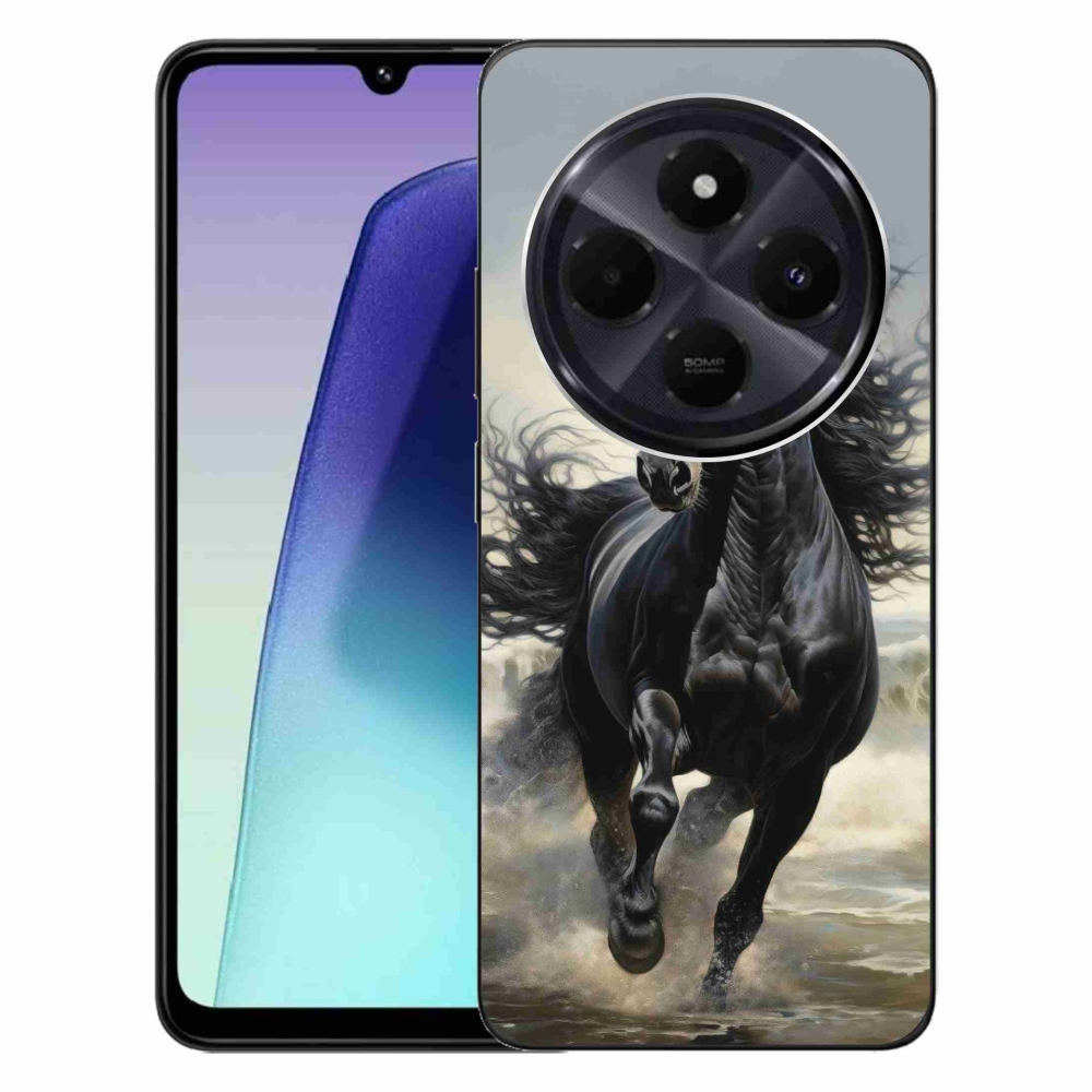 Gelový kryt mmCase na Xiaomi Redmi 14C/Poco C75 - běžící černý kůň