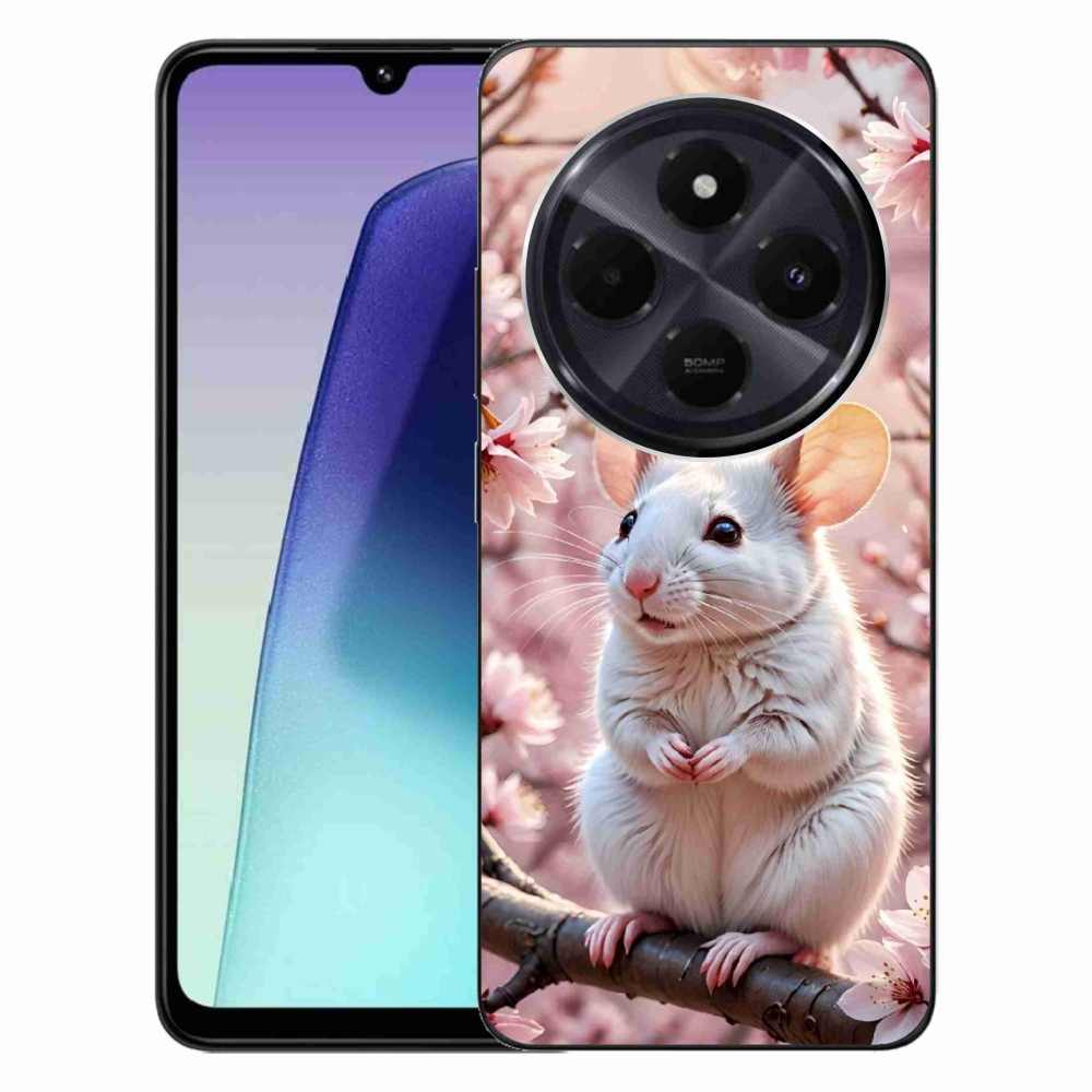 Gelový kryt mmCase na Xiaomi Redmi 14C/Poco C75 - bílá myš na větvi