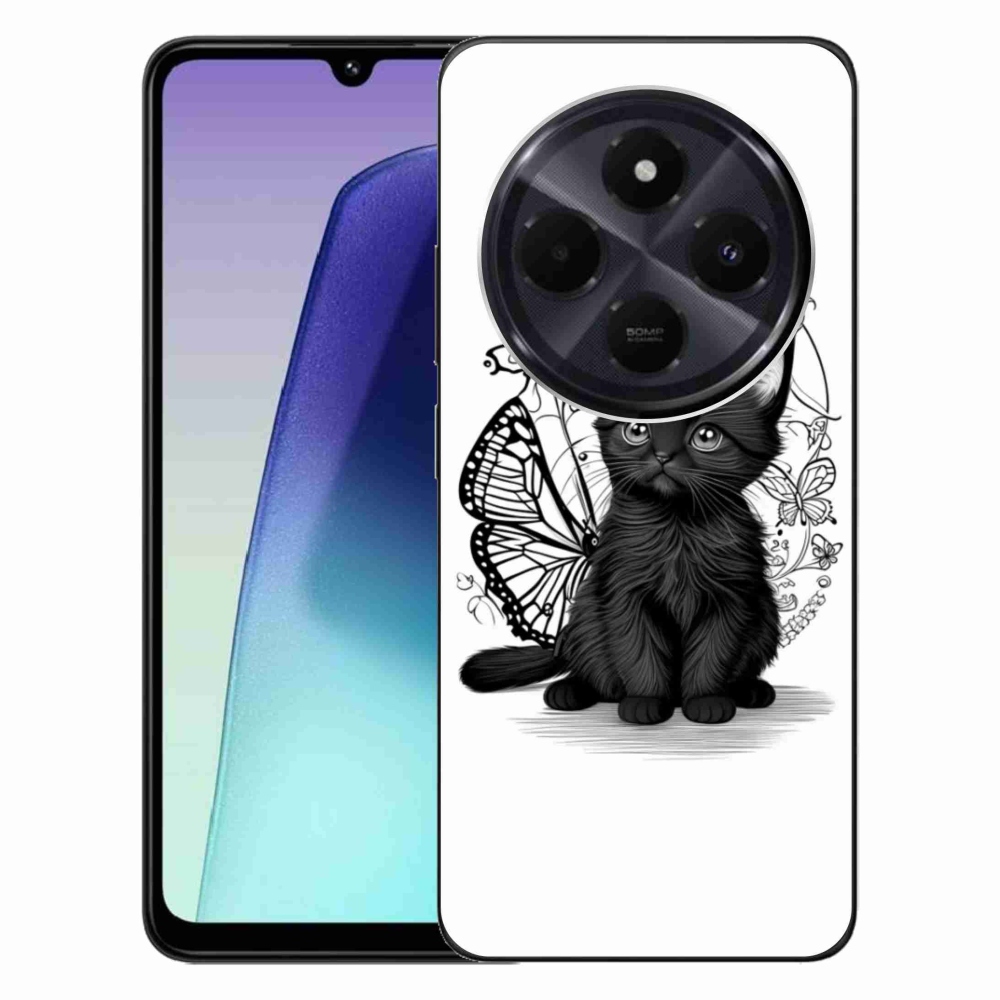 Gelový kryt mmCase na Xiaomi Redmi 14C/Poco C75 - černé kotě