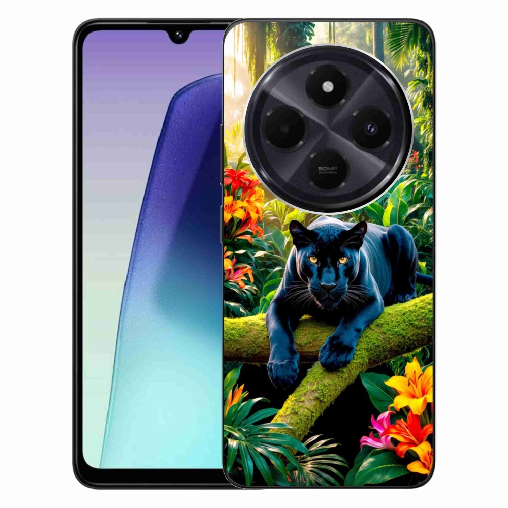 Gelový kryt mmCase na Xiaomi Redmi 14C/Poco C75 - černý panter v džungli
