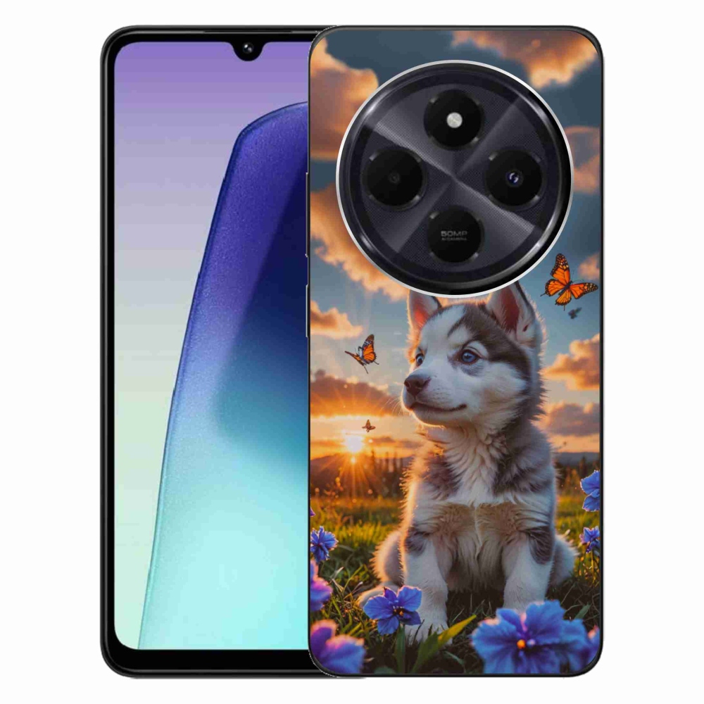 Gelový kryt mmCase na Xiaomi Redmi 14C/Poco C75 - husky při západu slunce