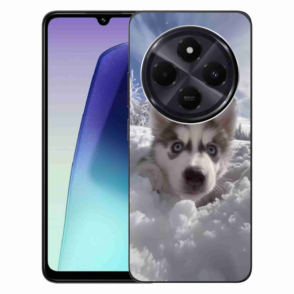Gelový kryt mmCase na Xiaomi Redmi 14C/Poco C75 - husky ve sněhu