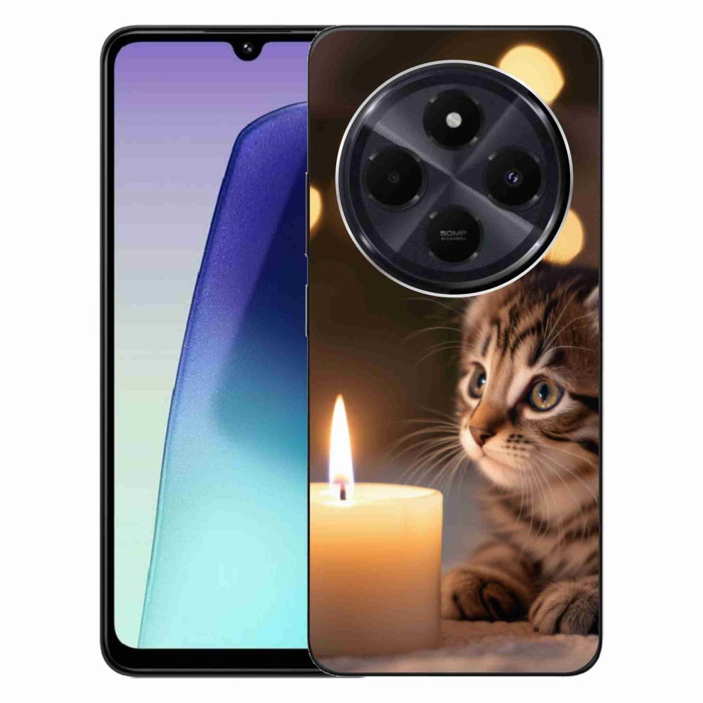 Gelový kryt mmCase na Xiaomi Redmi 14C/Poco C75 - kotě a svíčka
